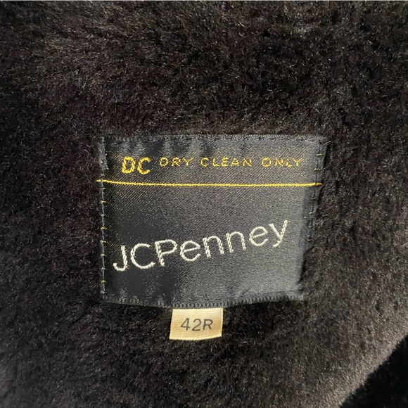 VINTAGE Faux Fur Lined Pea Coat JC Penny The Mens Shop Size 42 Regular USA - Picture 5 of 6